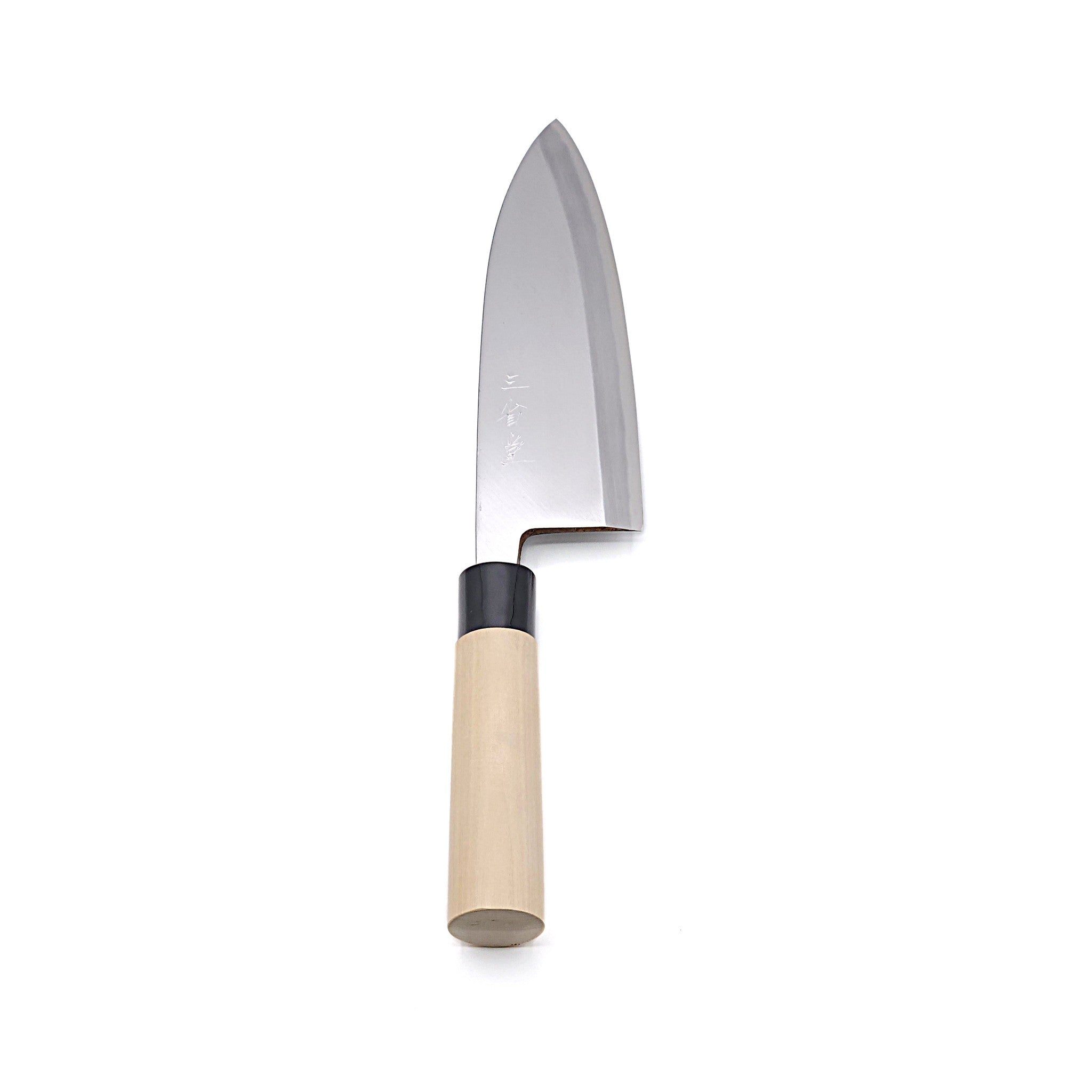 Front view of a 210 mm Aideba Japanese Knife. Tsukushi