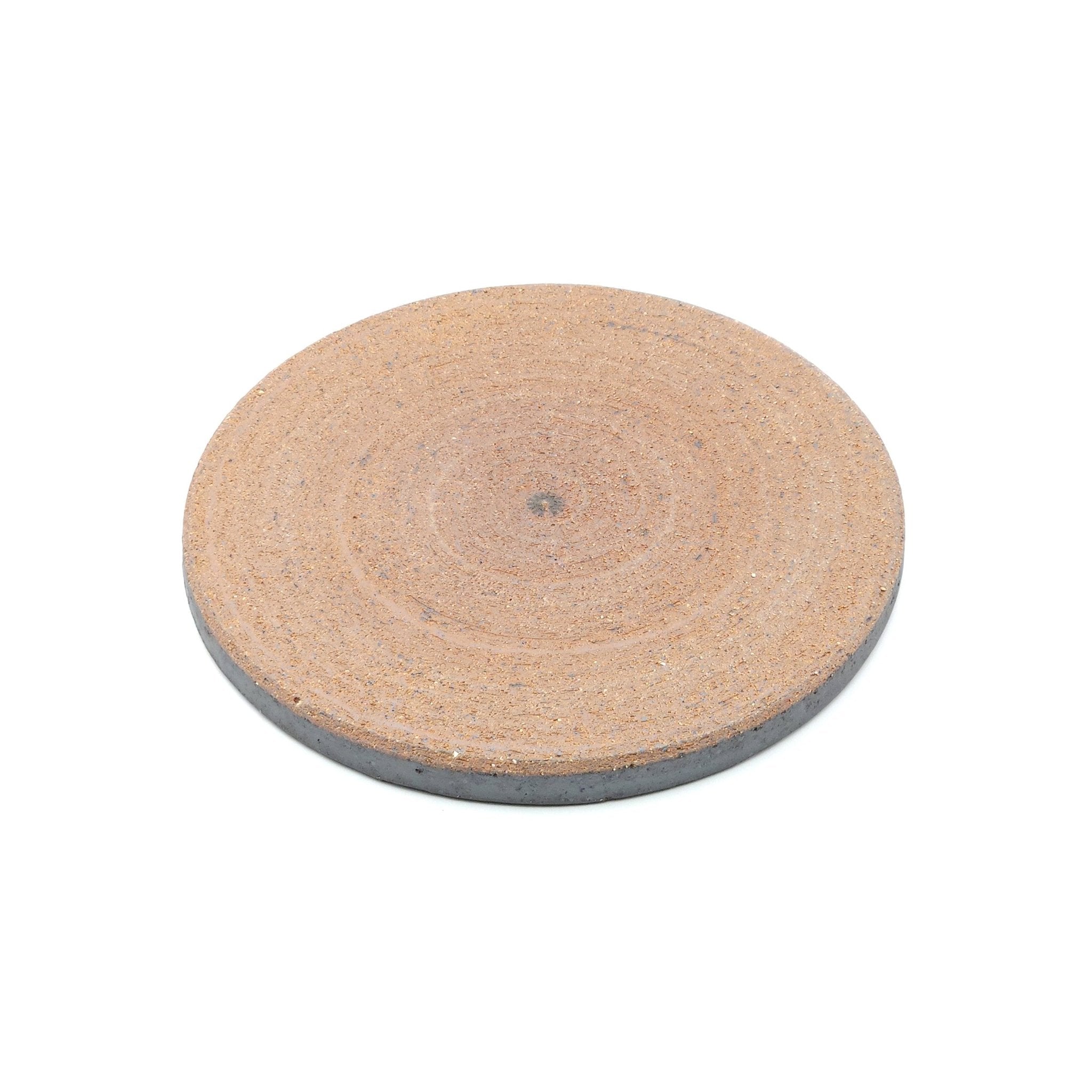 Bottom view of a black Japanese pottery round Plate 24cm (9.4"). view 2