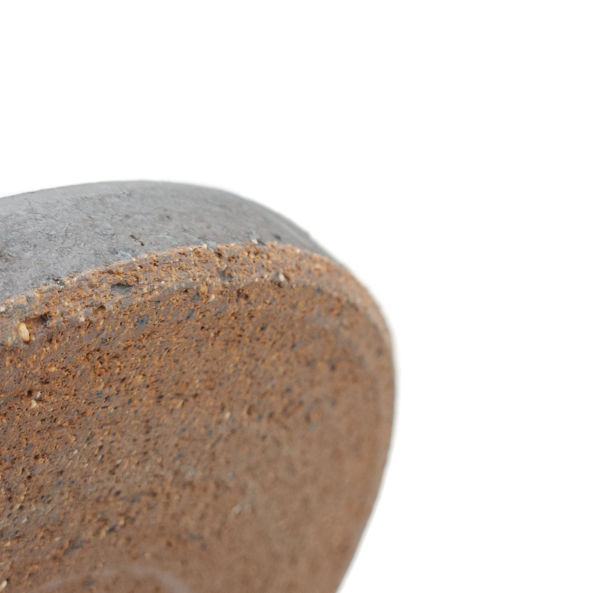 Bottom detail of a black Japanese pottery round Plate 24cm (9.4")