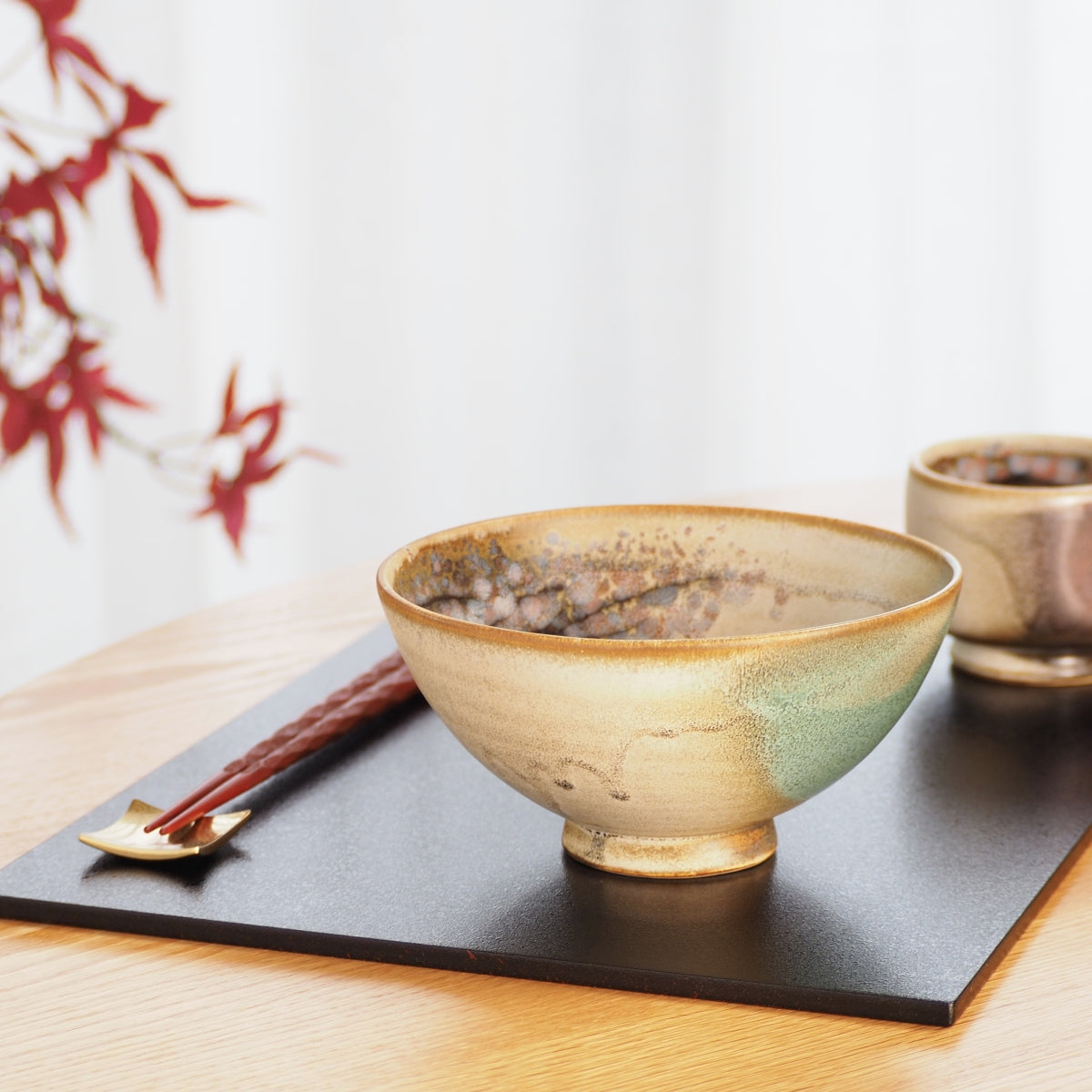 Sakura Japanese Bowl and Japanese Chopstick rest. Tsukushi