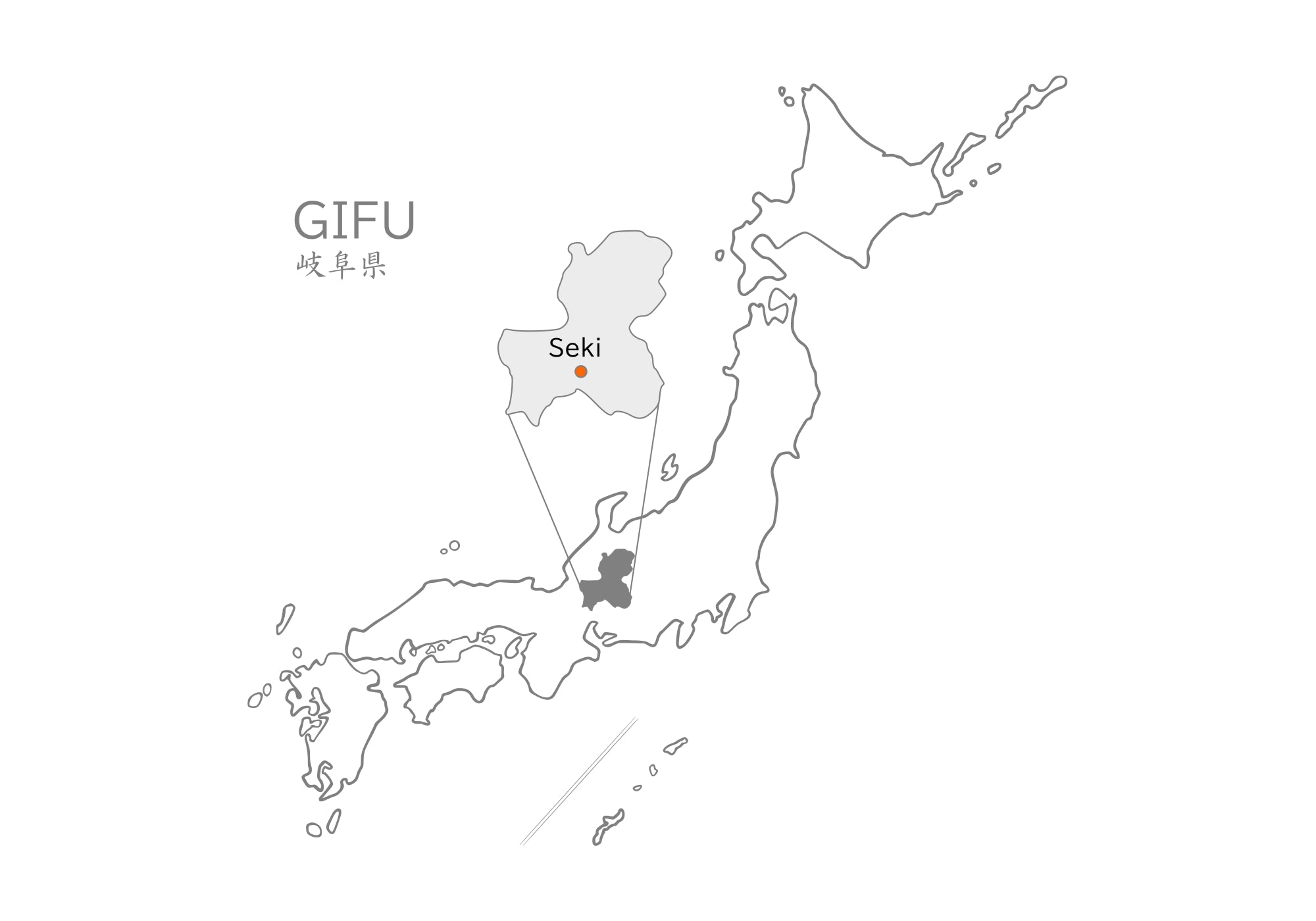 Gifu, Seki city map (Landscape view). Tsukushi