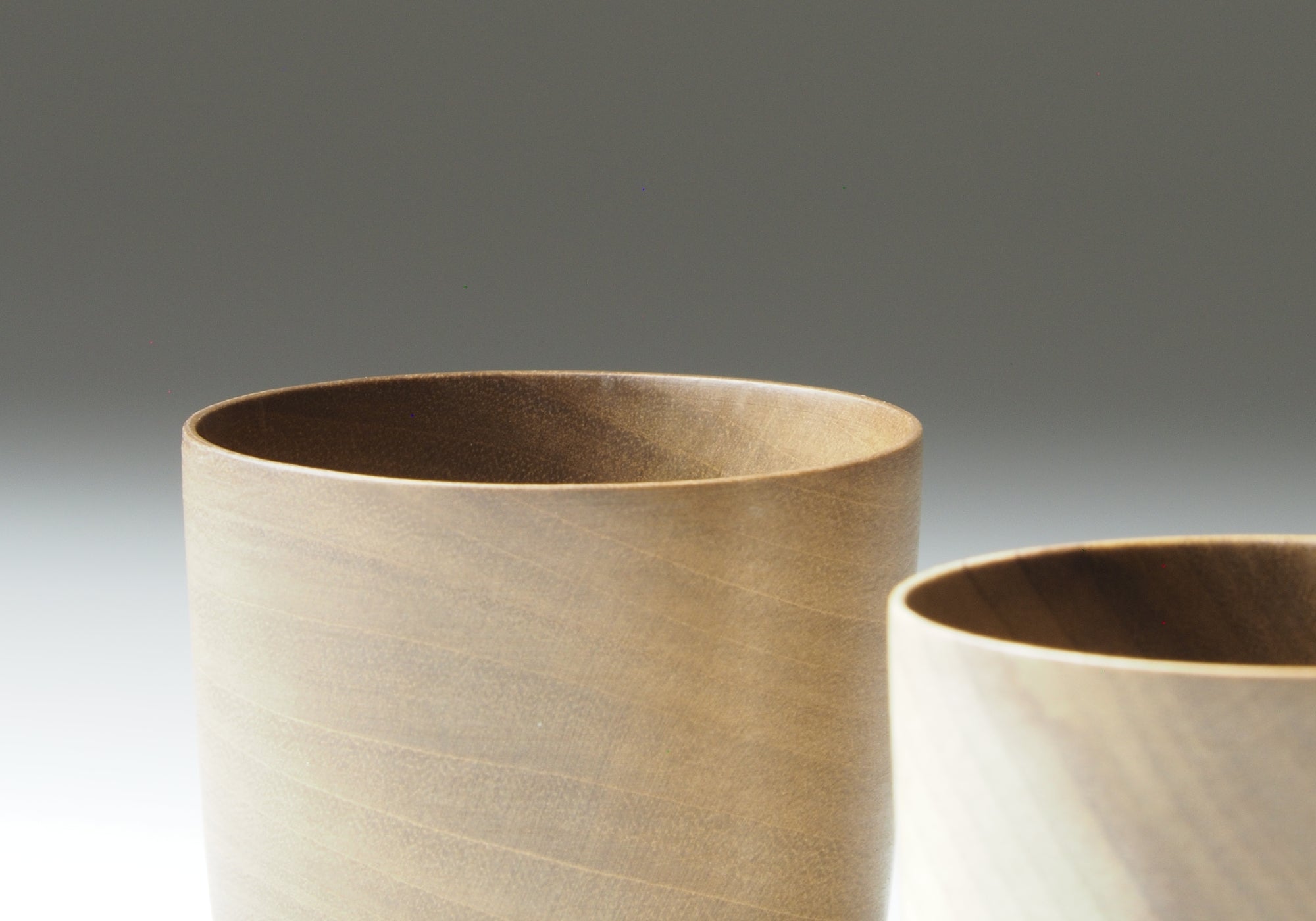 Japanese Cucumber Tree Japanese Wooden Sake cups zoom beige side background, Tsukushi