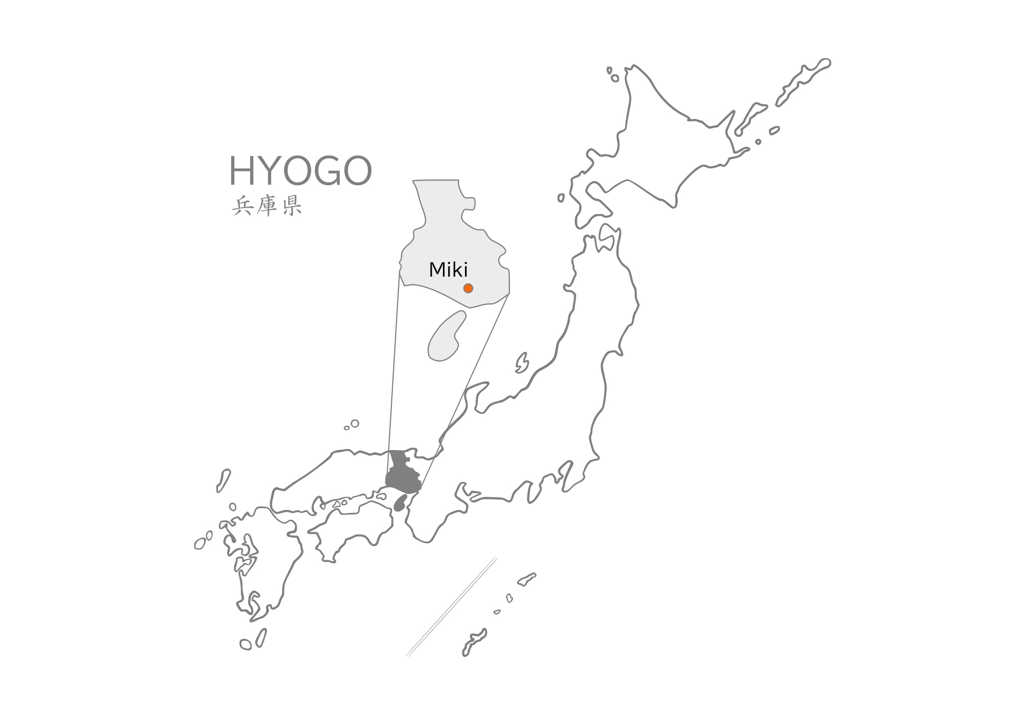 Hyogo, Miku city map (Landscape view). Tsukushi