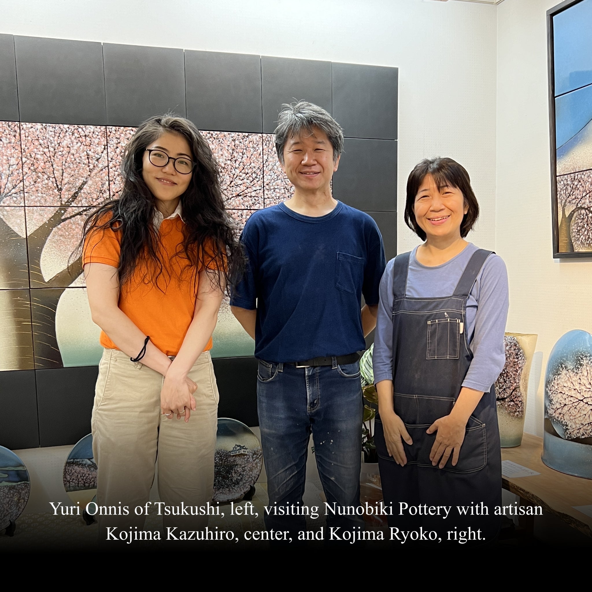 Y. Onnis of Tsukushi and Kojima Ryoko and Kasuhiro at Nunobiki Pottery kiln.
