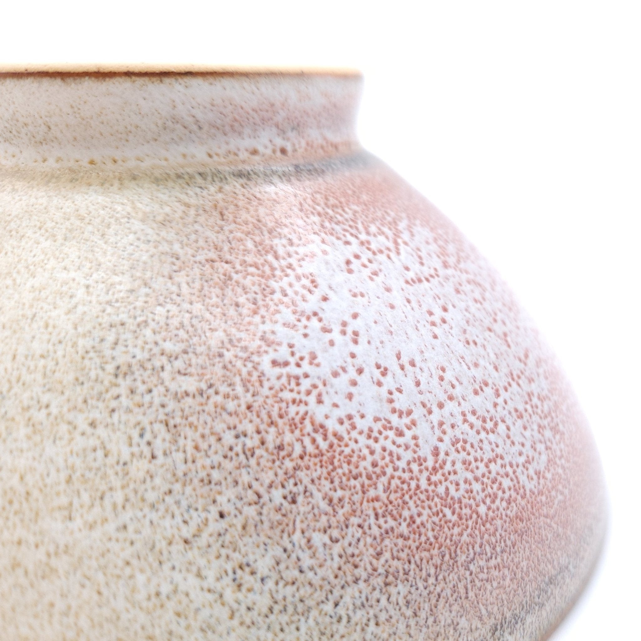 Authentic Japanese pottery bowl with cherry blossoms decoration. Pink and beige color. (bottom view 3).