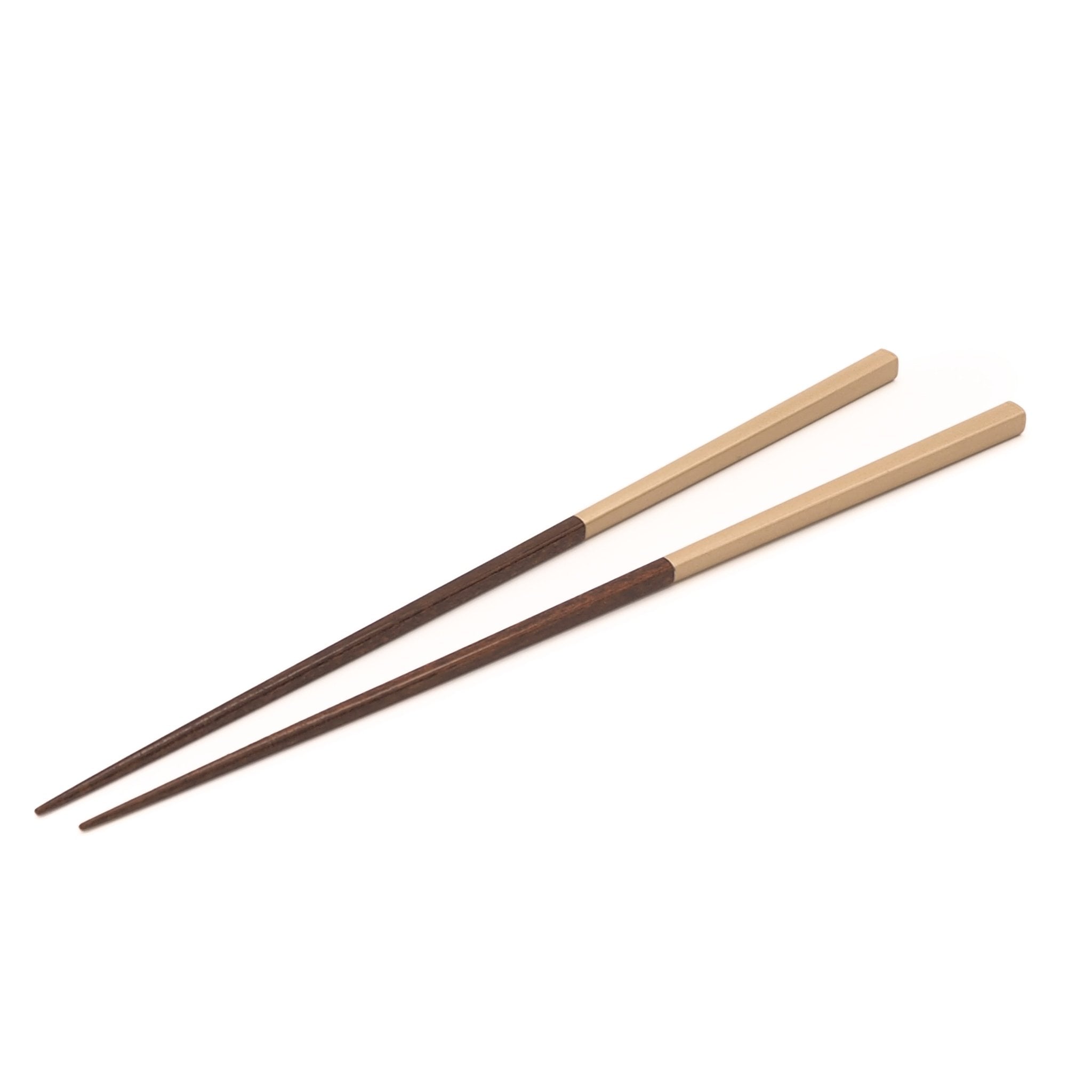 Golden Japanese wooden chopsticks , top view