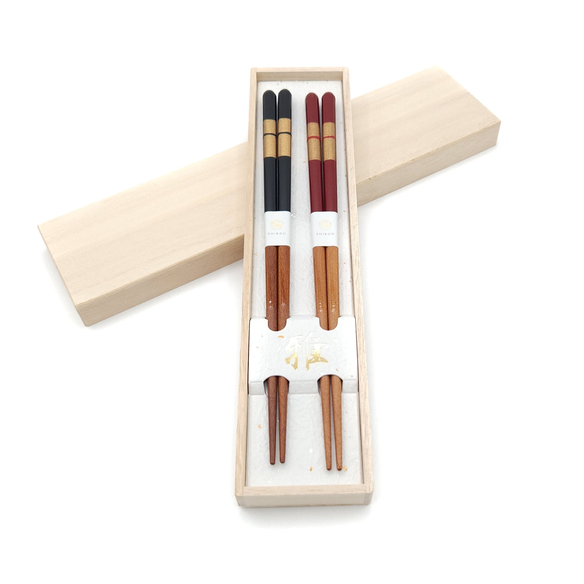 Japanese Chopsticks red and black with golden motif