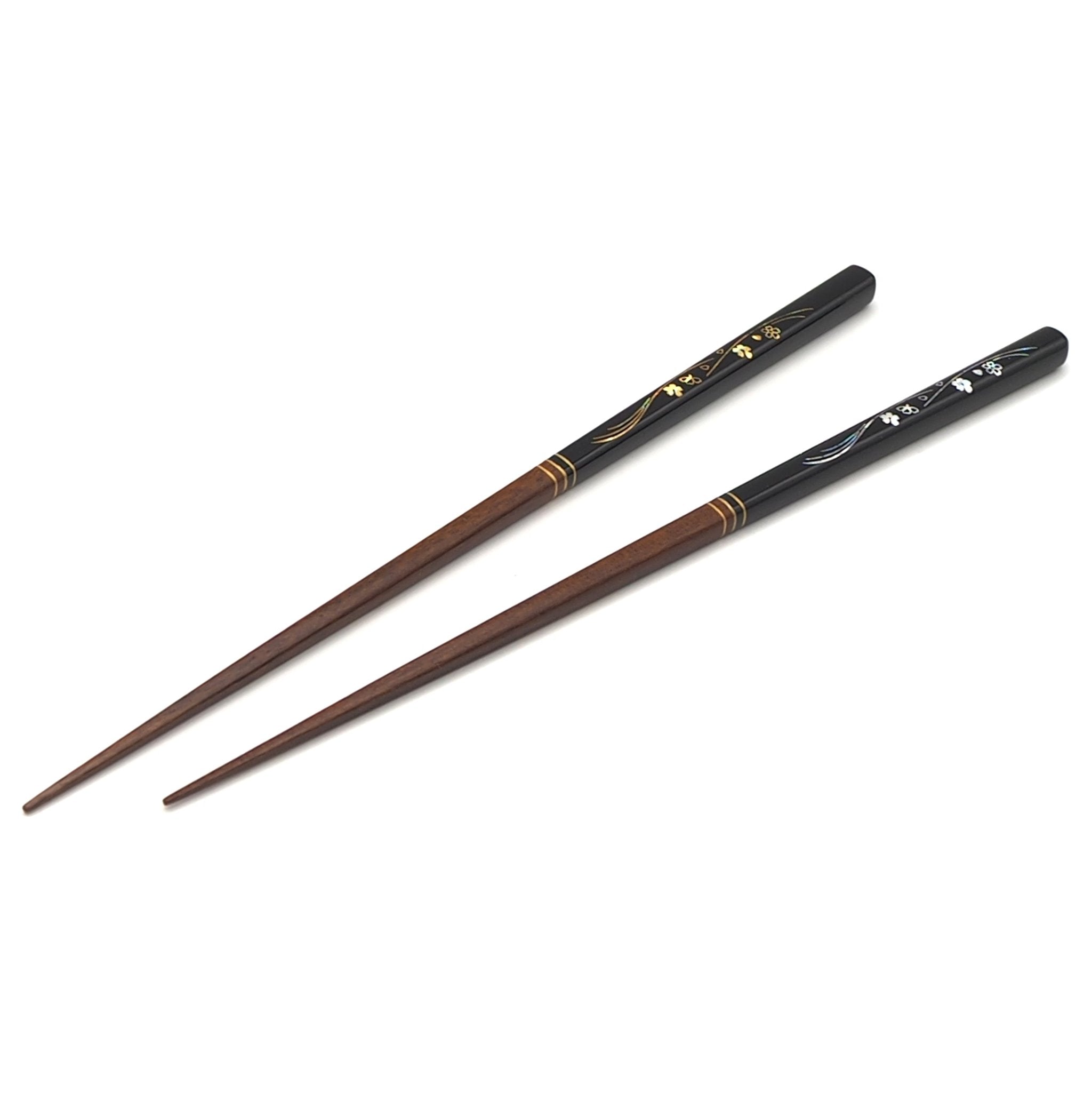 Black Japanese chopsticks with cherry blossom motifs, 2