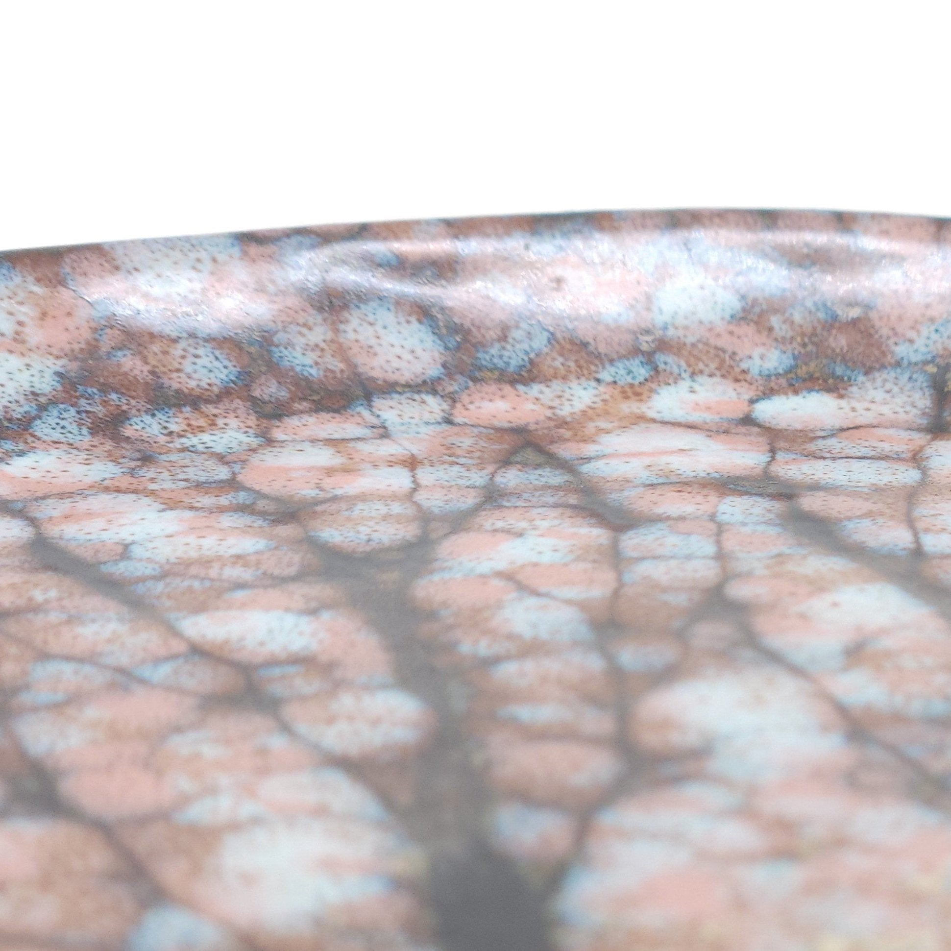 A detail of a Japanese plate made of pottery with cherry blossoms motif in pink background. 4