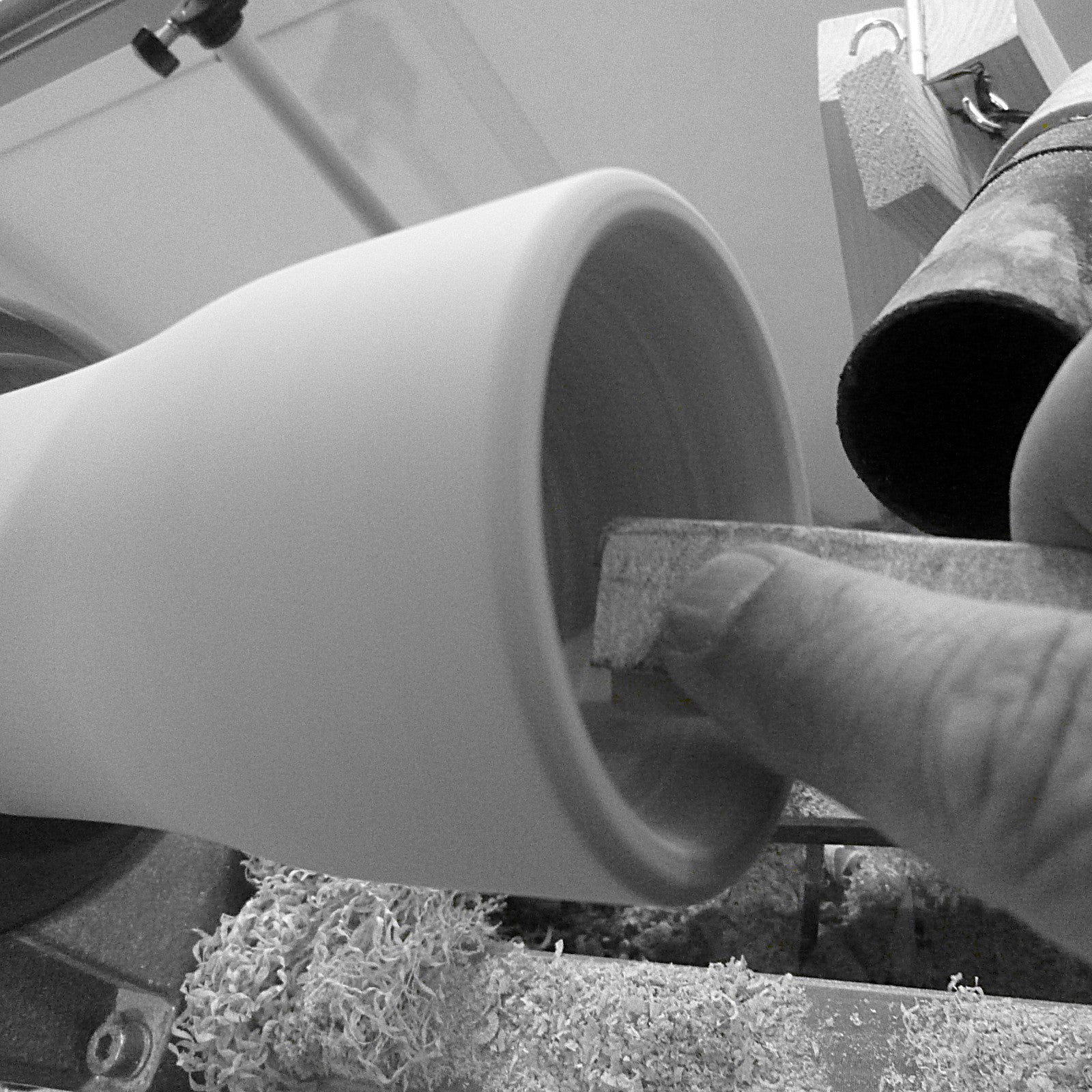 Shaping Japanese wooden sake cup, Tsukushi