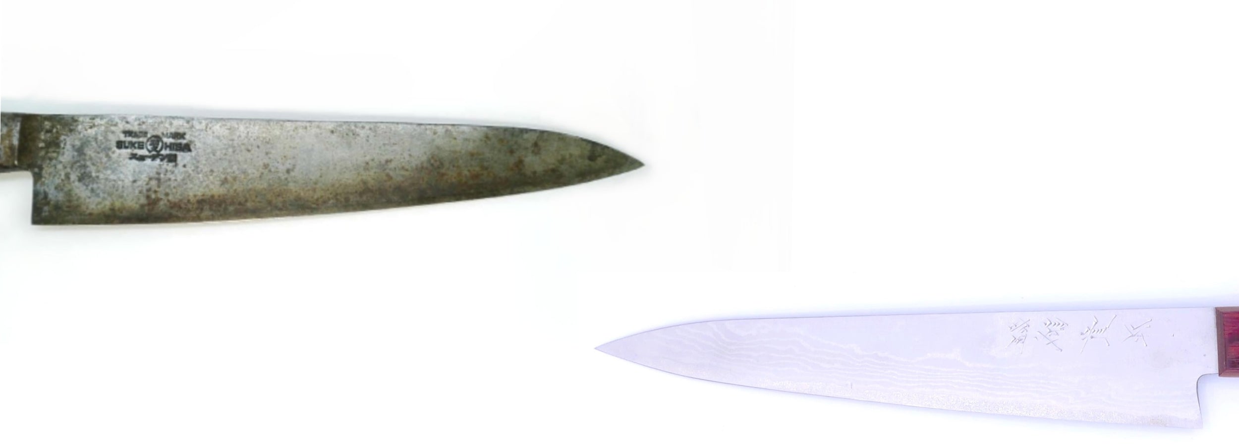 old and new Japanese knifes. Tsukushi
