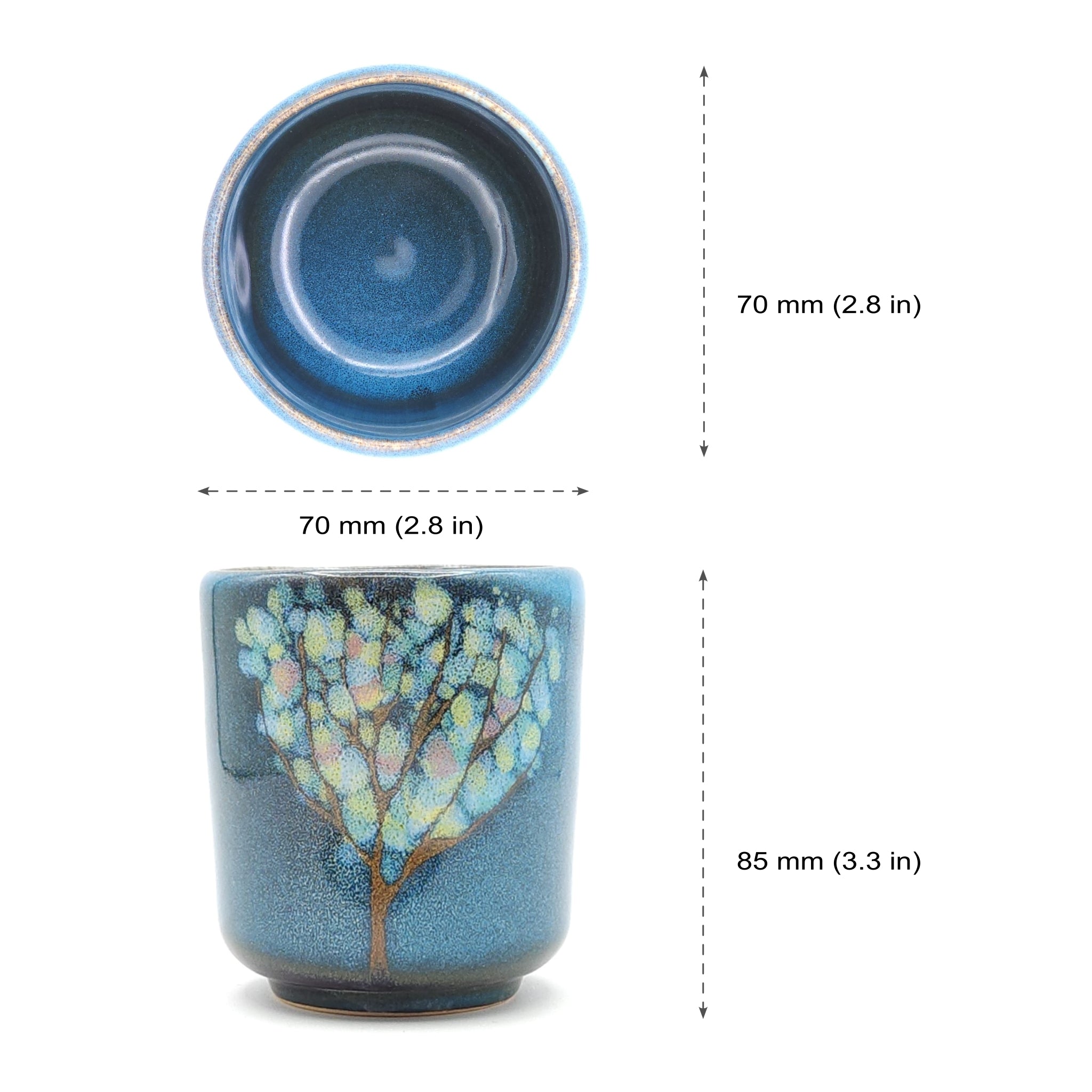 Japanese Pottery blue tall cup - measures