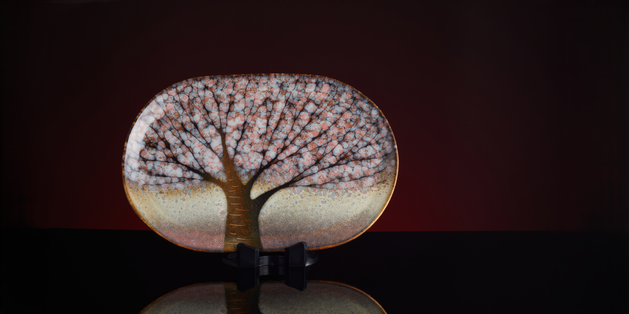 Cherry Blossoms Japanese plate background black , Tsukushi
