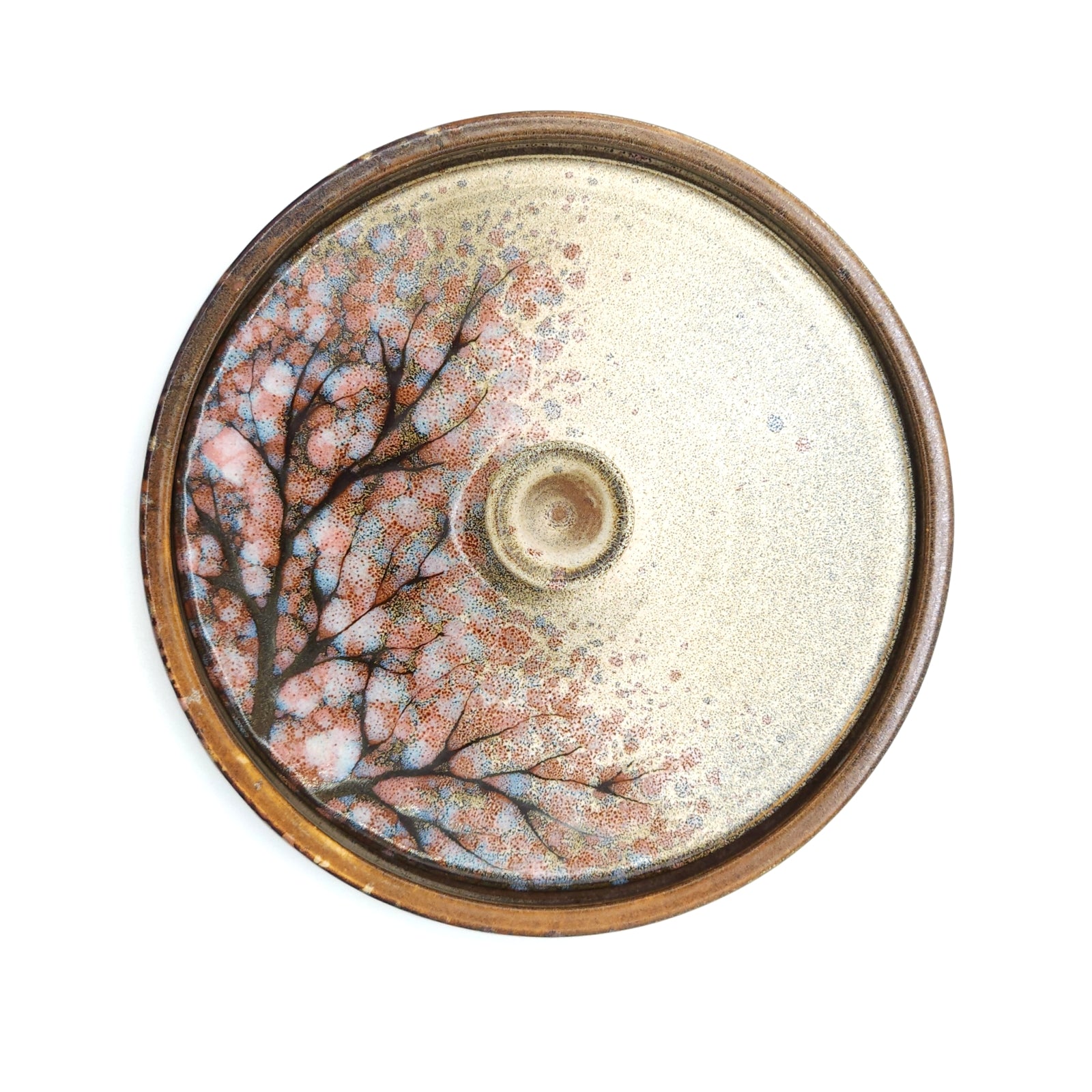Top view of a Japanese pottery water jar. Tsukushi