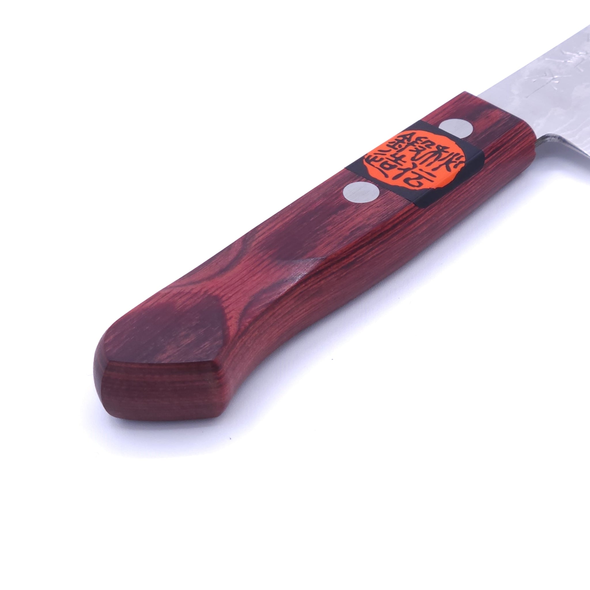 Handle of a Japanese Petty knife crafted in VG10 by Tanaka Shigeki, 150mm.