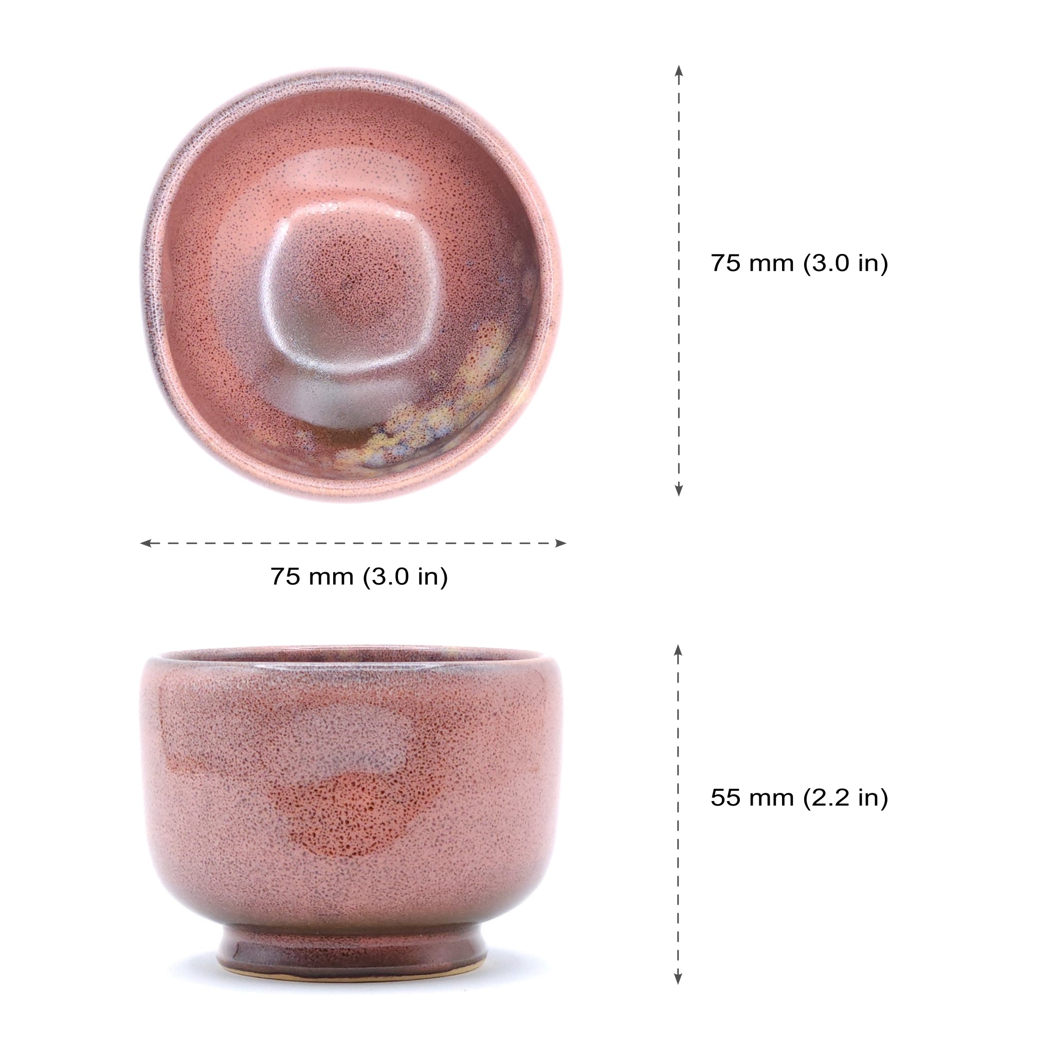 Japanese Pottery Pink teacup - measures