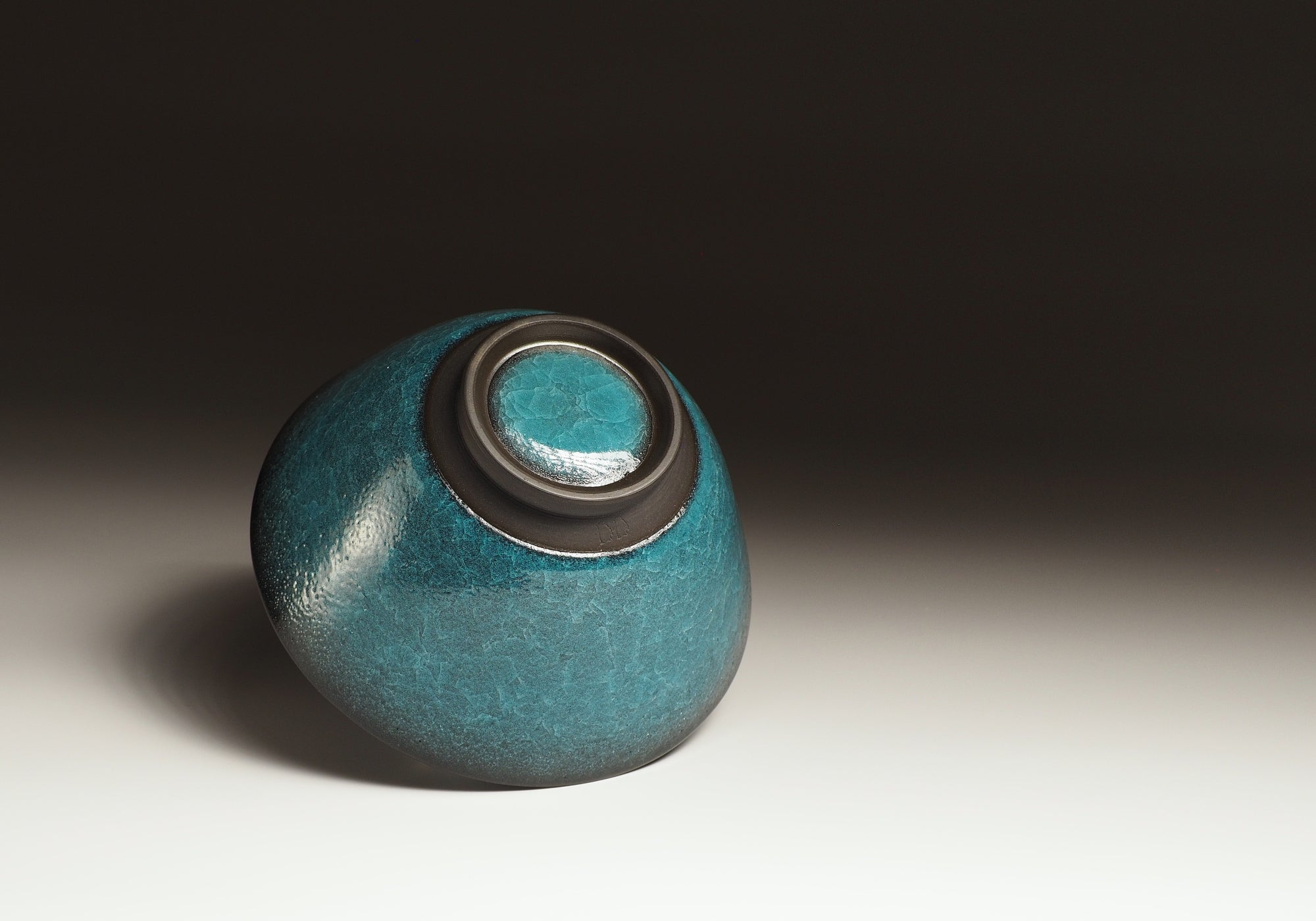 Japanese Emerald green ramen bowl. Bottom view.
