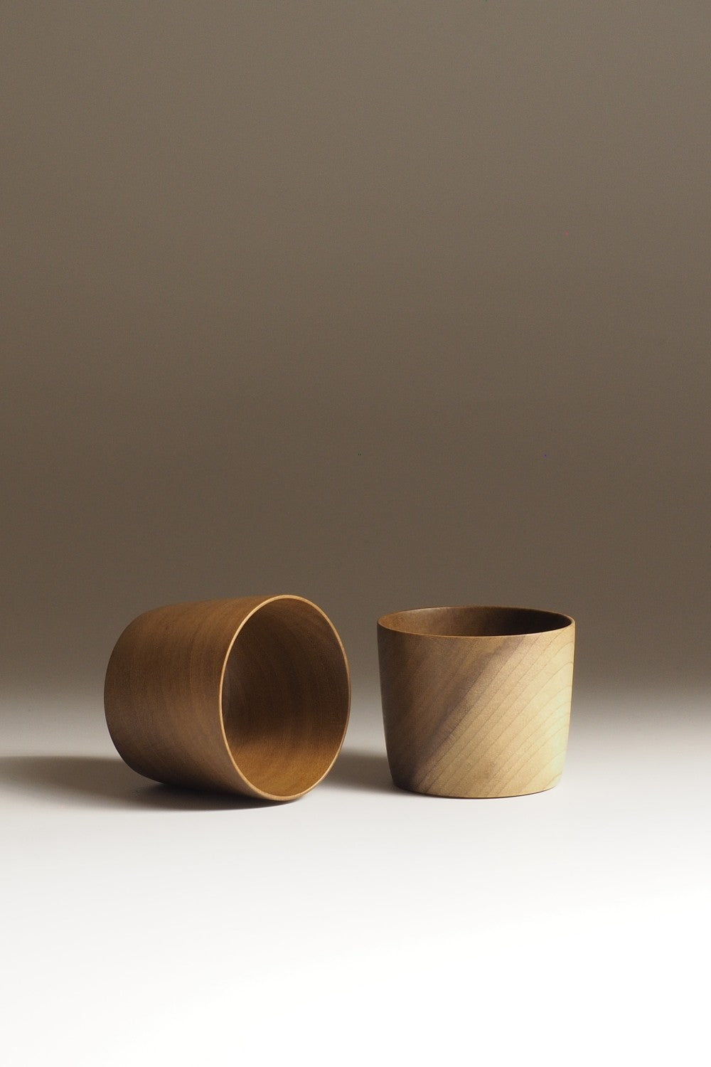Japanese Cucumber Tree Japanese Wooden Sake cups beige background design gradation, Tsukushi
