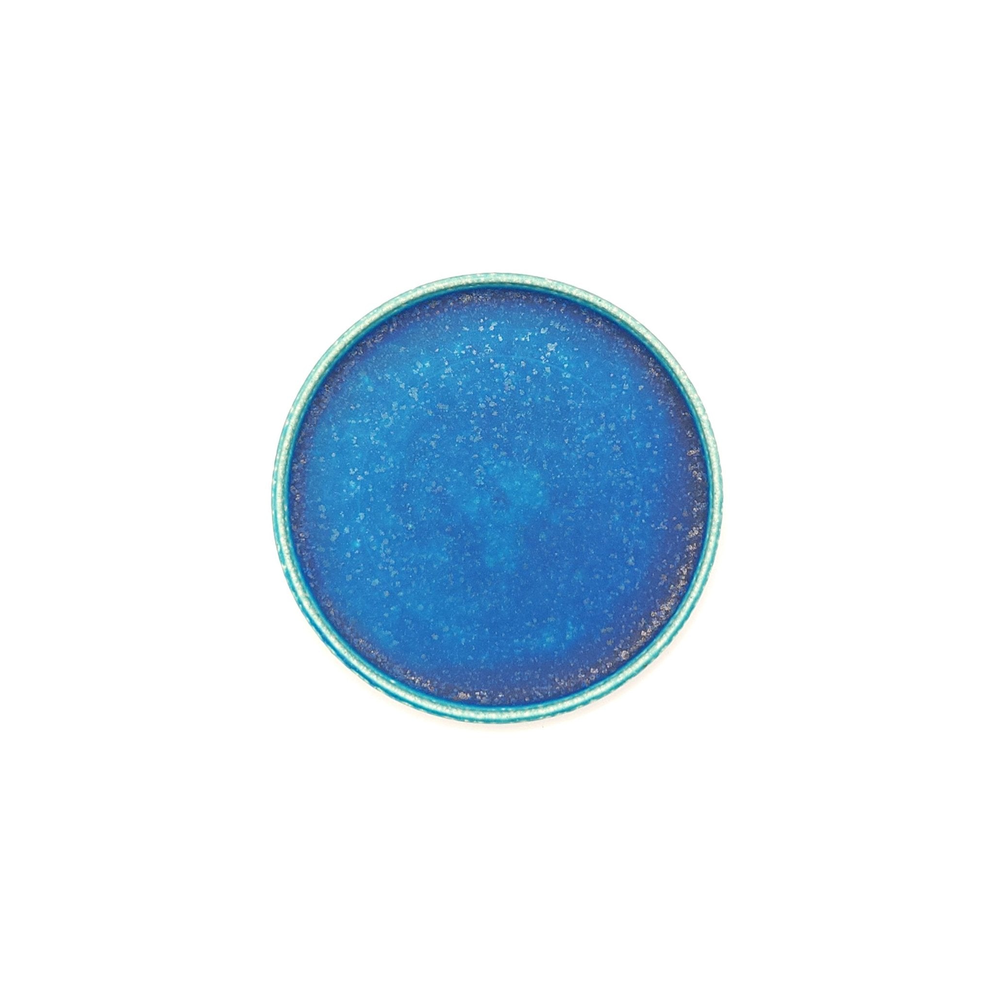 Top view of a turquoise Japanese pottery round Plate 16cm (9.4")