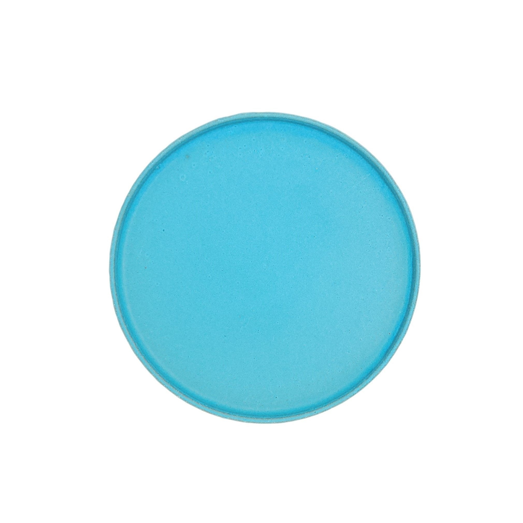 Top view of a turquoise Japanese pottery round Plate 24cm (9.4")