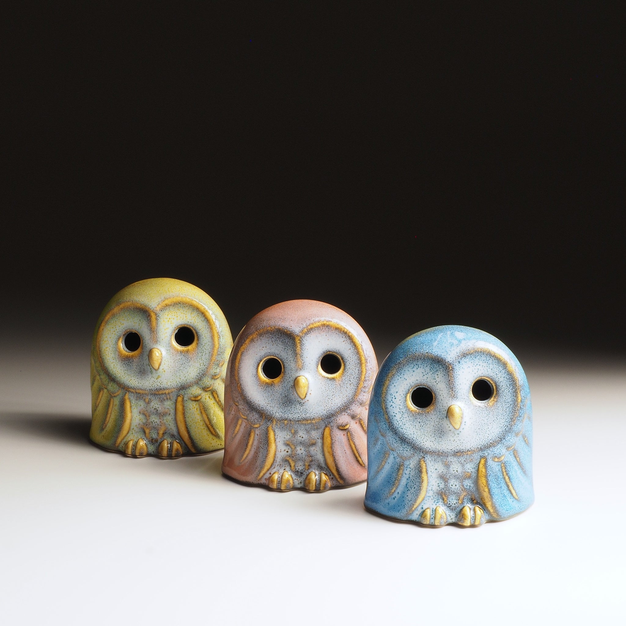 Engifuku Owl Figurine Set of 3 | Artisan Decor | Tsukushi