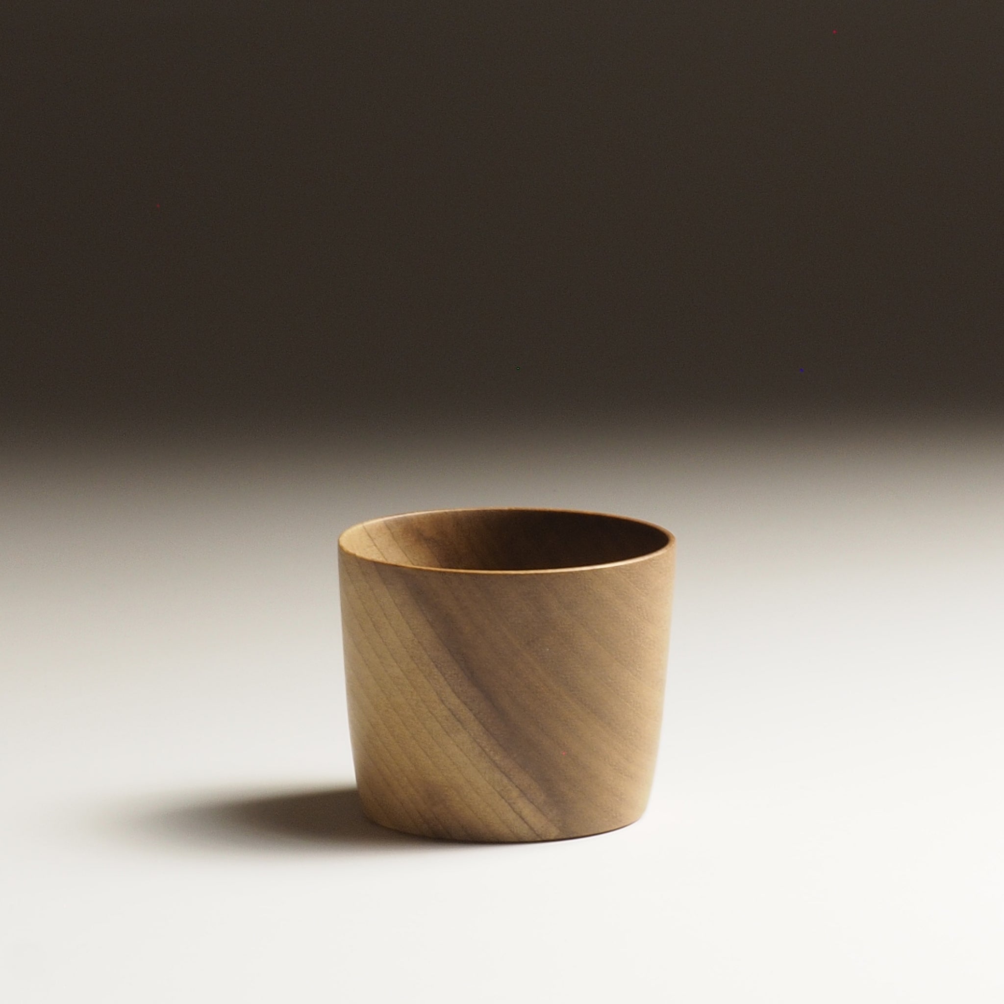 Japanese Cucumber Tree Japanese Wooden Sake cup beige background, Tsukushi