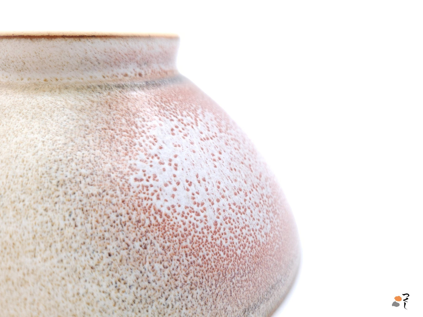 Authentic Japanese pottery bowl with cherry blossoms decoration. Pink and beige color. (bottom view 3).