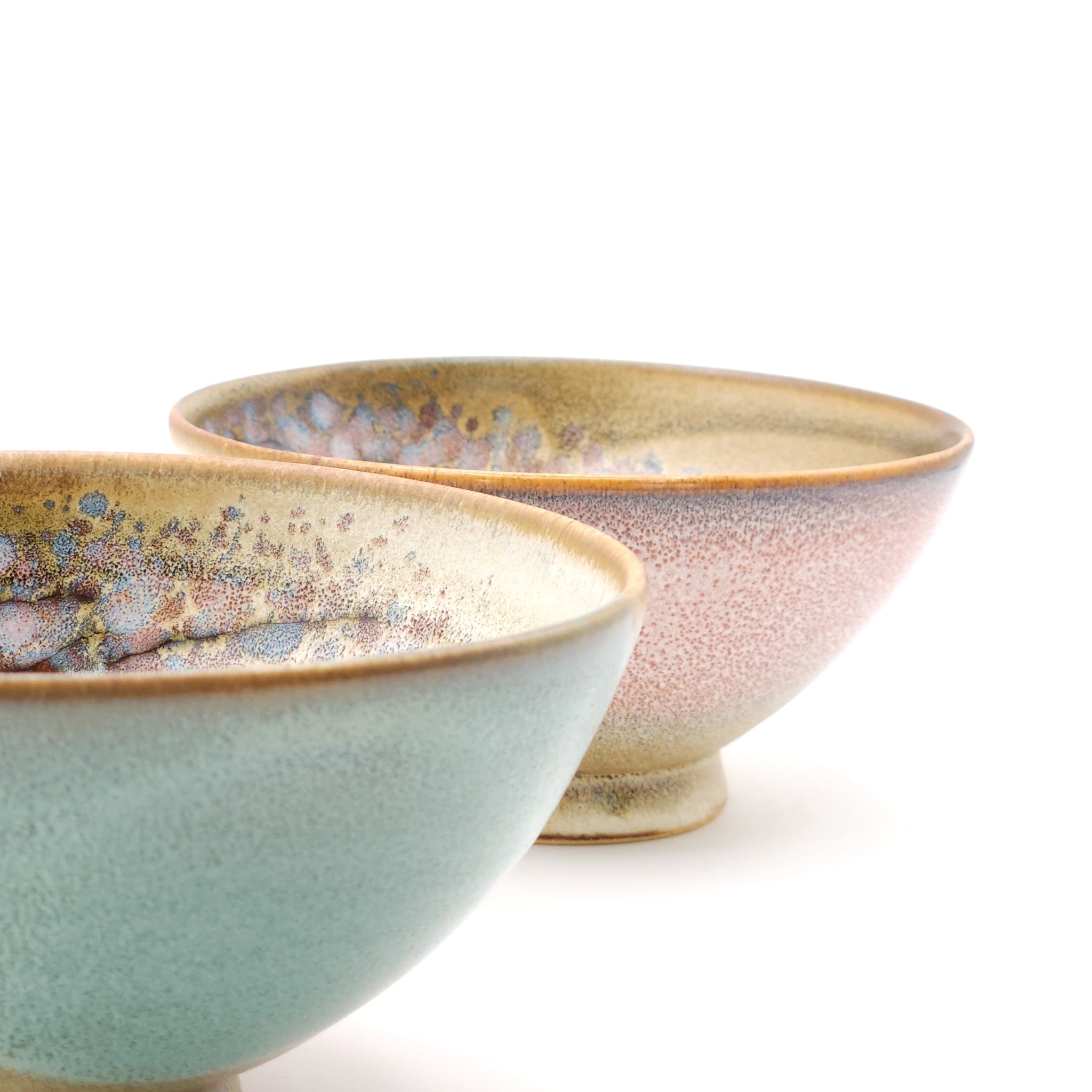 Details of Japanese pottery rice bowls