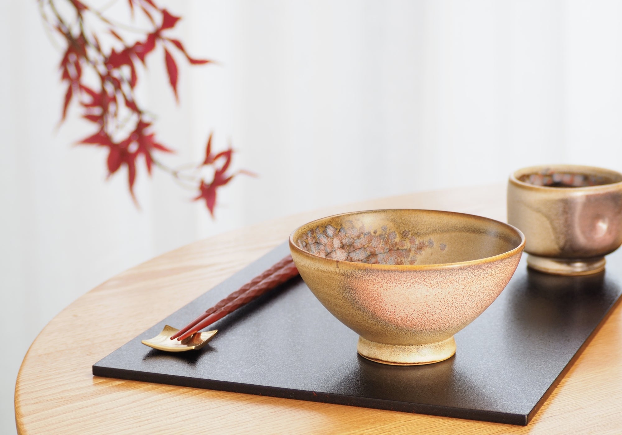 Japanese pink small bowl with pottery glaze