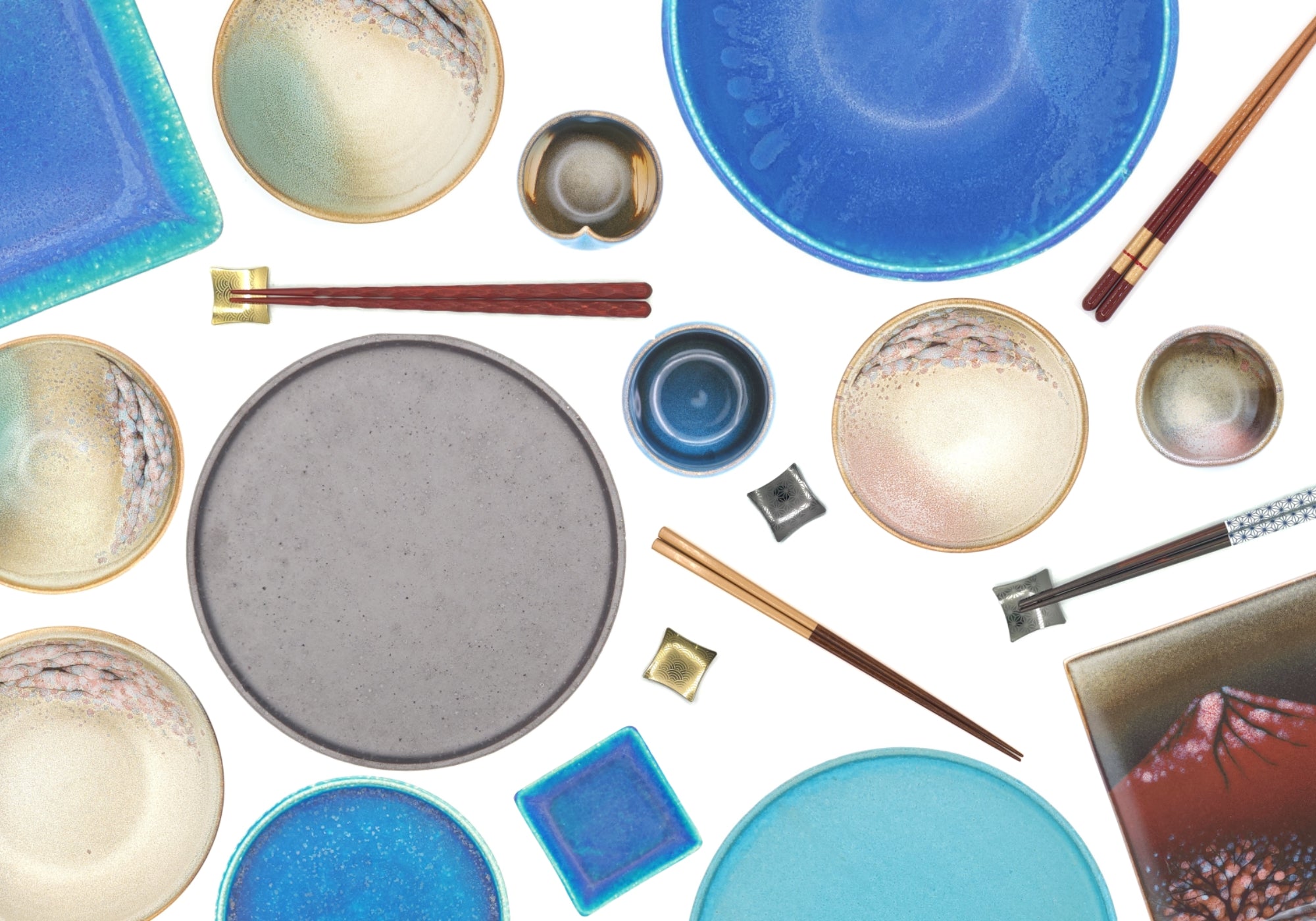 mix of Japanese tableware