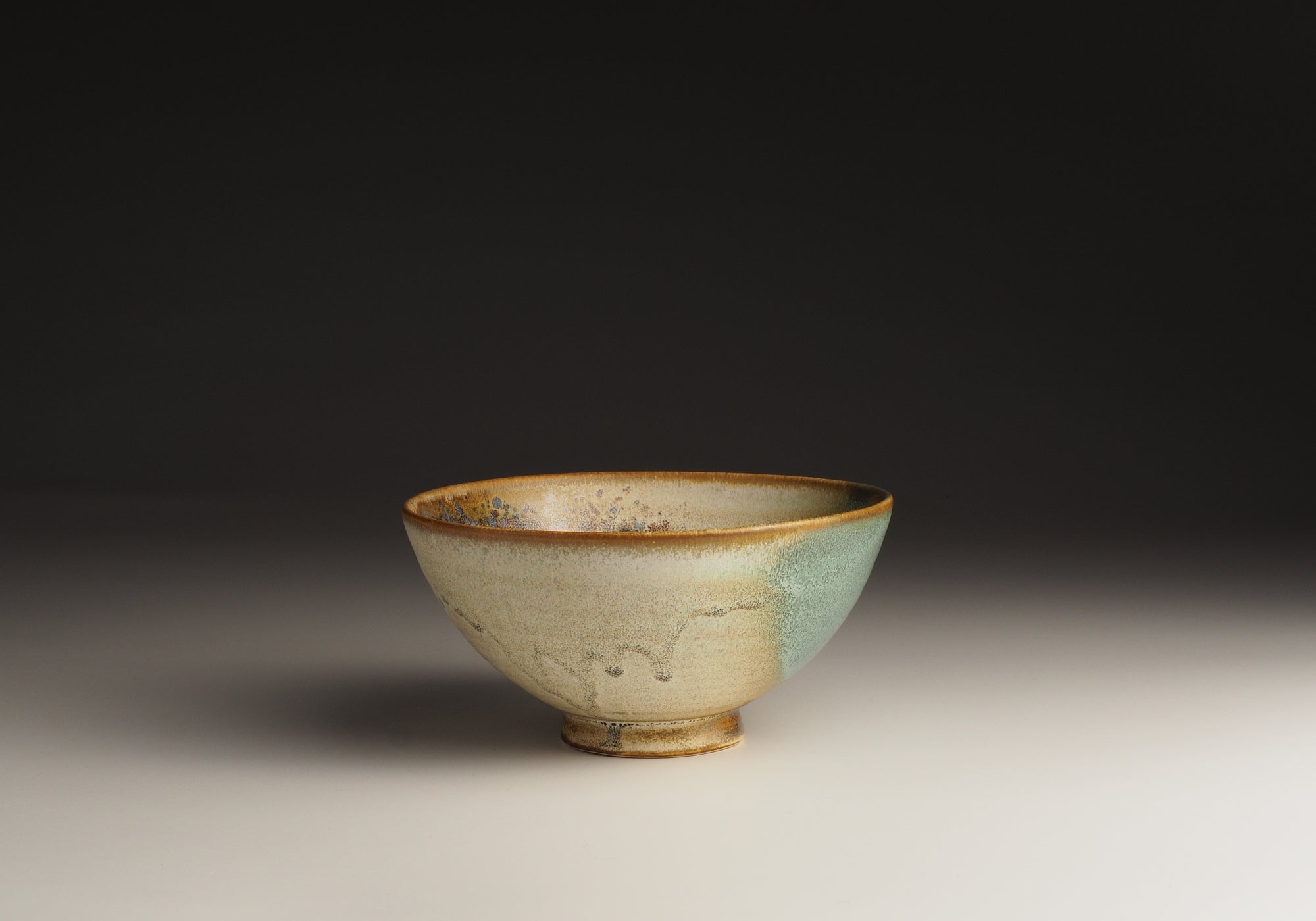 Large green rice Bowl with Sakura pottery glaze and