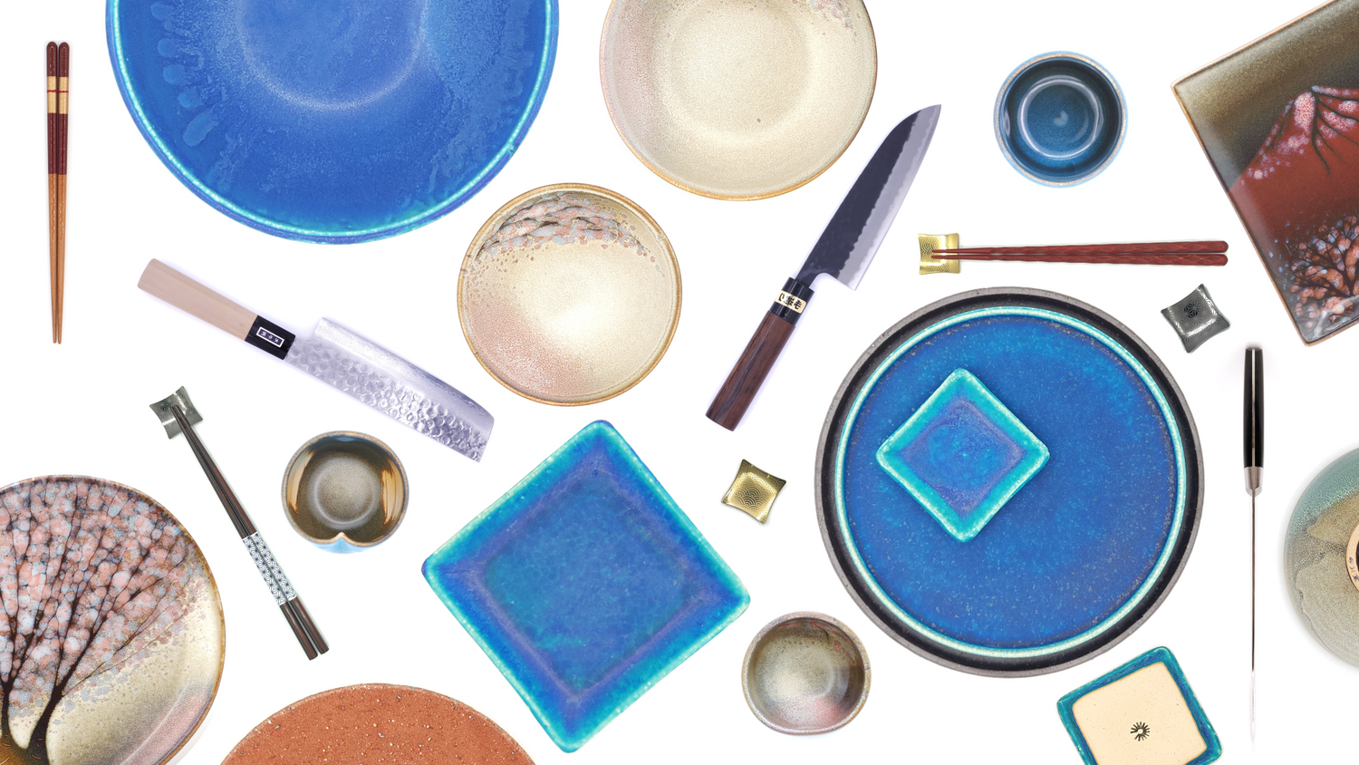 Top view of Japanese tableware