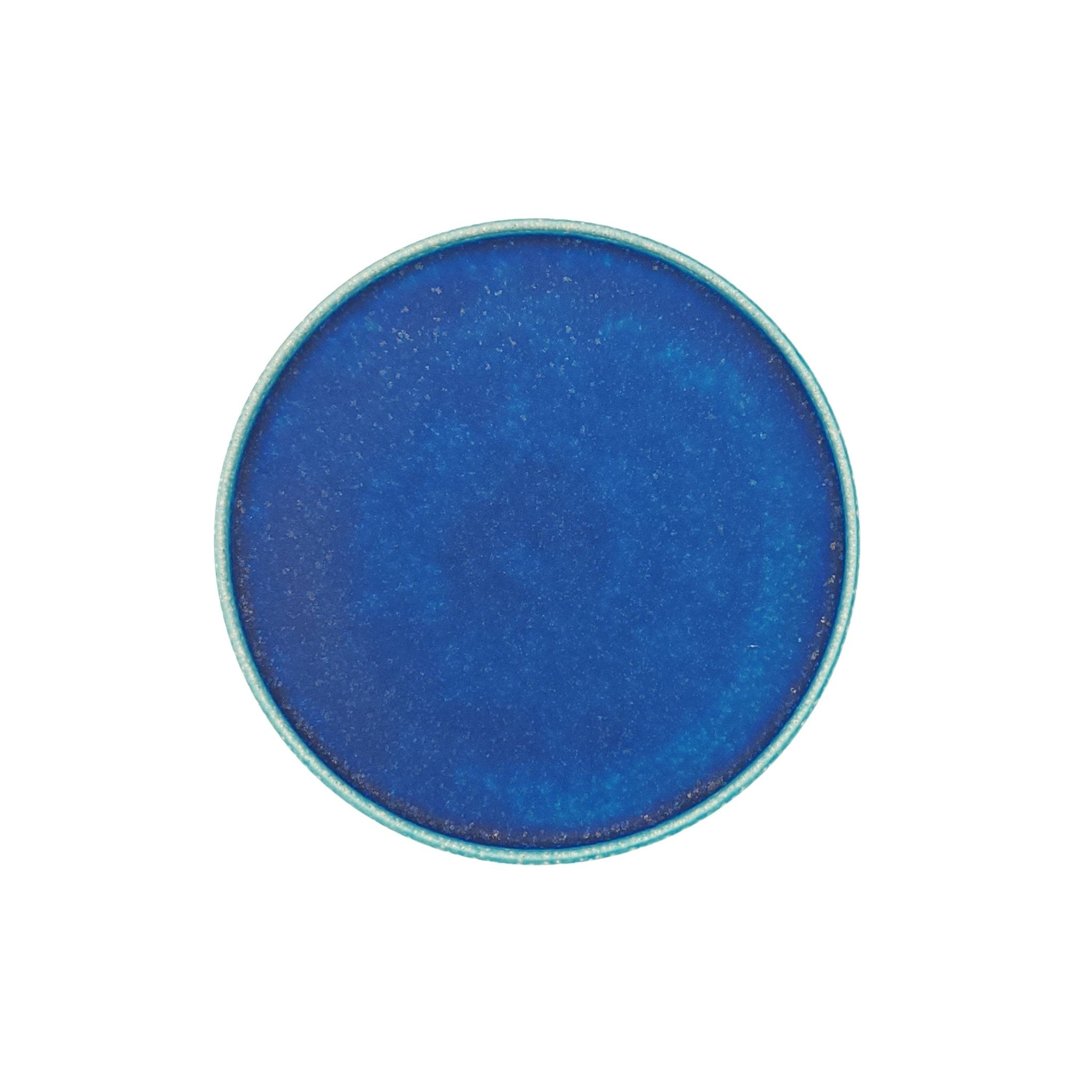 Top view of a turquoise Japanese pottery round Plate 21cm (8.3")