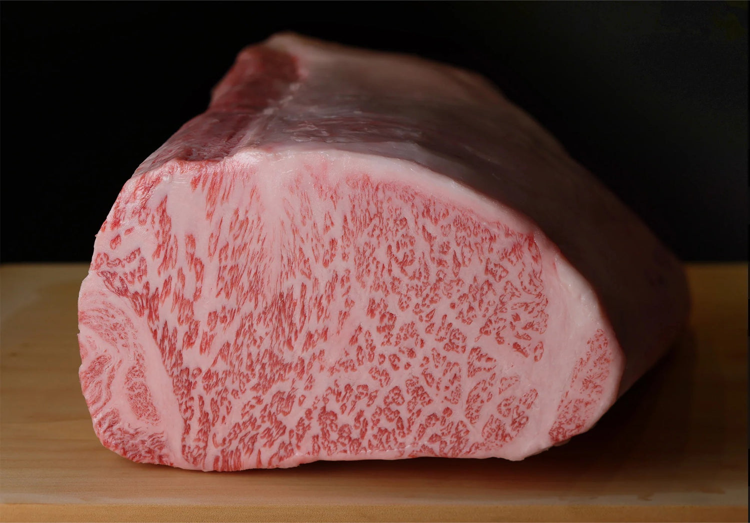 A block of Wagyu A5 striploin block trimmed