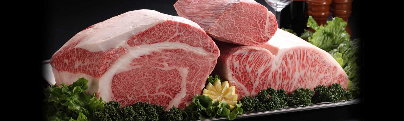 Japanese A5 Wagyu Striploin, Ribeye and Tenderloin cuts.