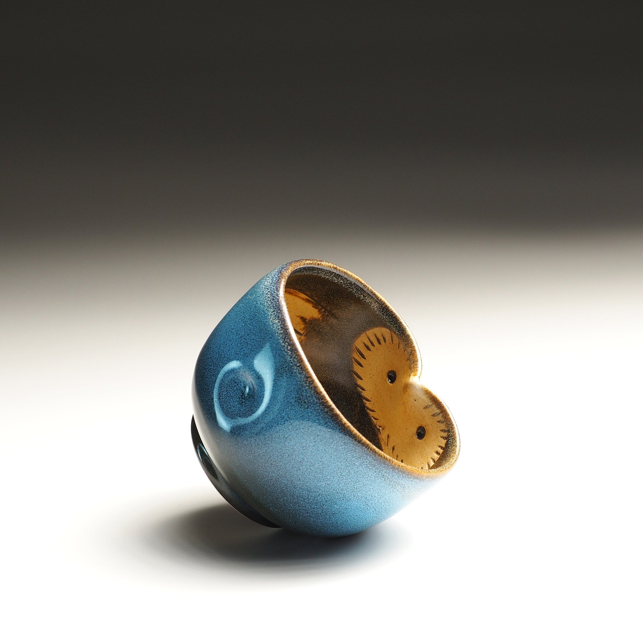 Fukuro Blue Owl Teacup | Unique Japanese Pottery | Tsukushi