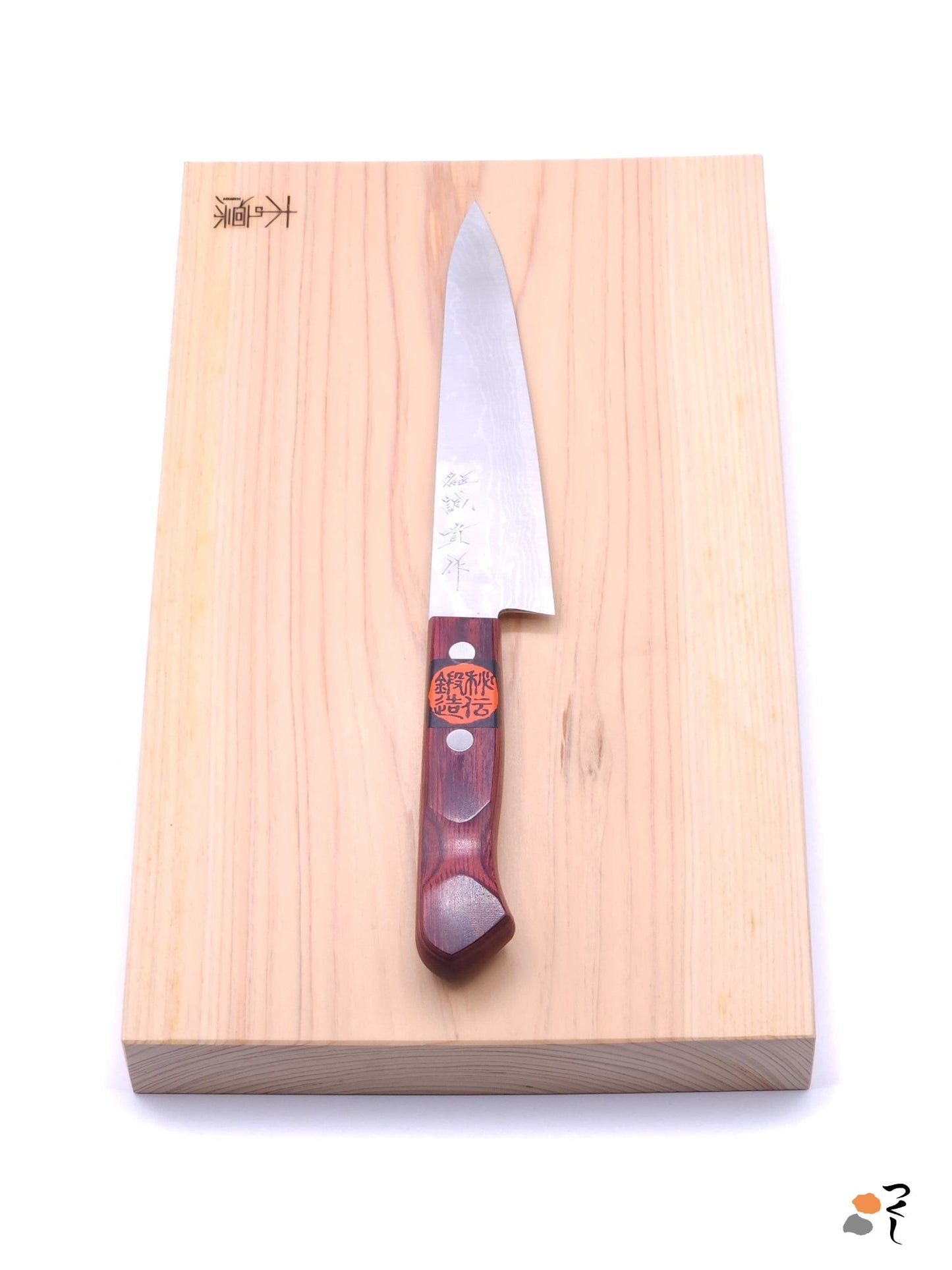 Top view of rectangular Japanese Chopping Board (Manaita) with petty knife 2.