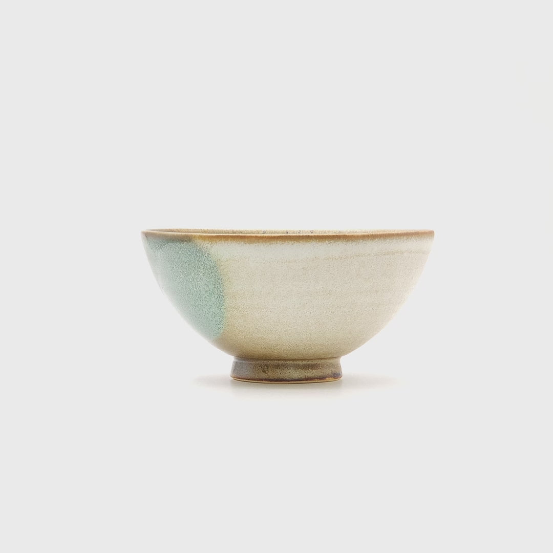 Green Japanese Pottery bowl, mov.  Tsukushi