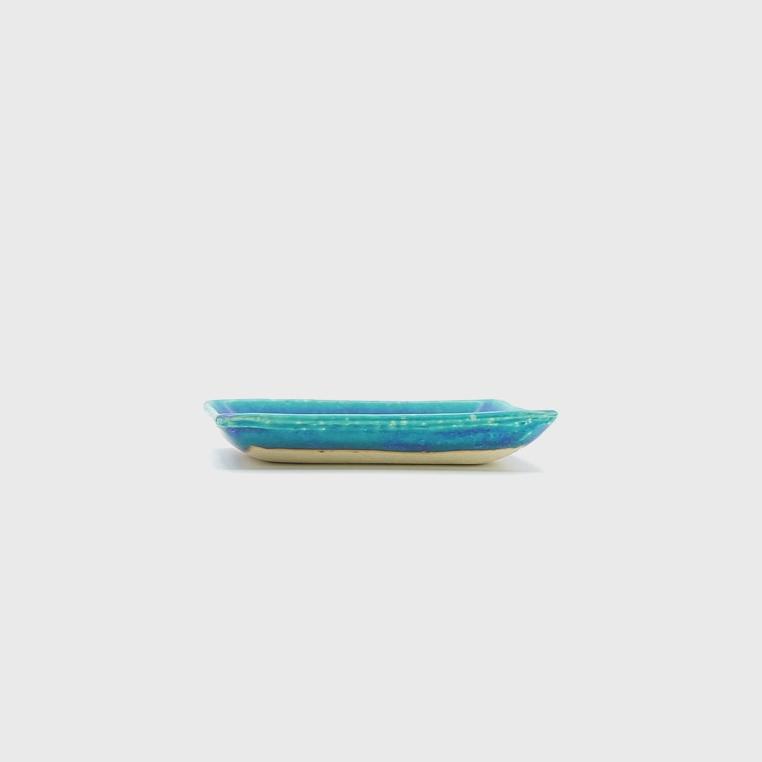 Rotating Medium Turquoise Plate Square. Tsukushi