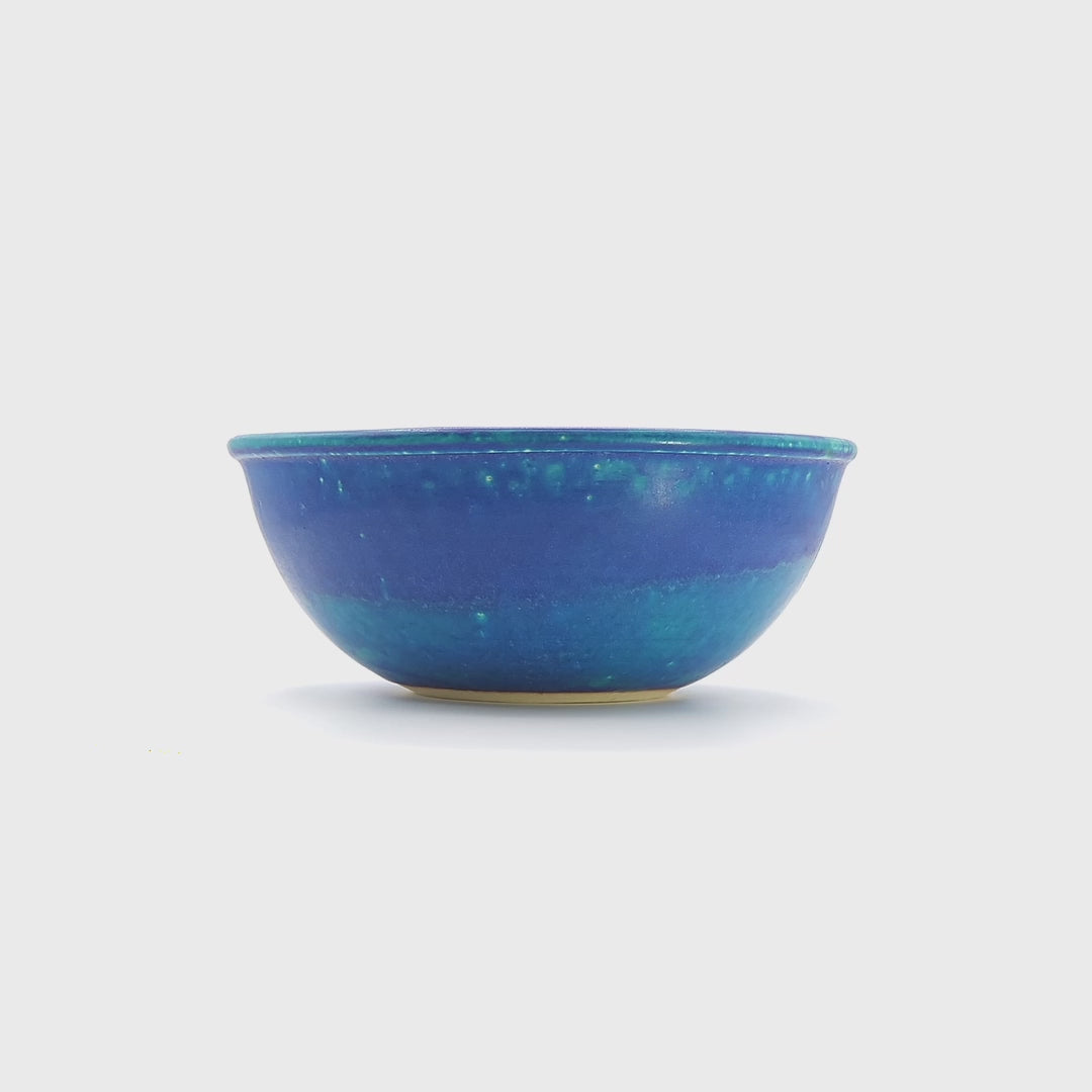 Rotating Japanese Turquoise Serving Bowl. Tsukushi