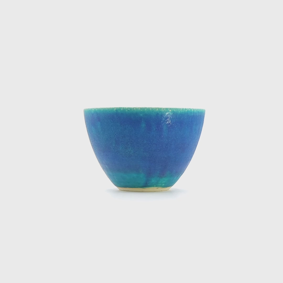 Japanese pottery turquoise bowl. Tsukushi