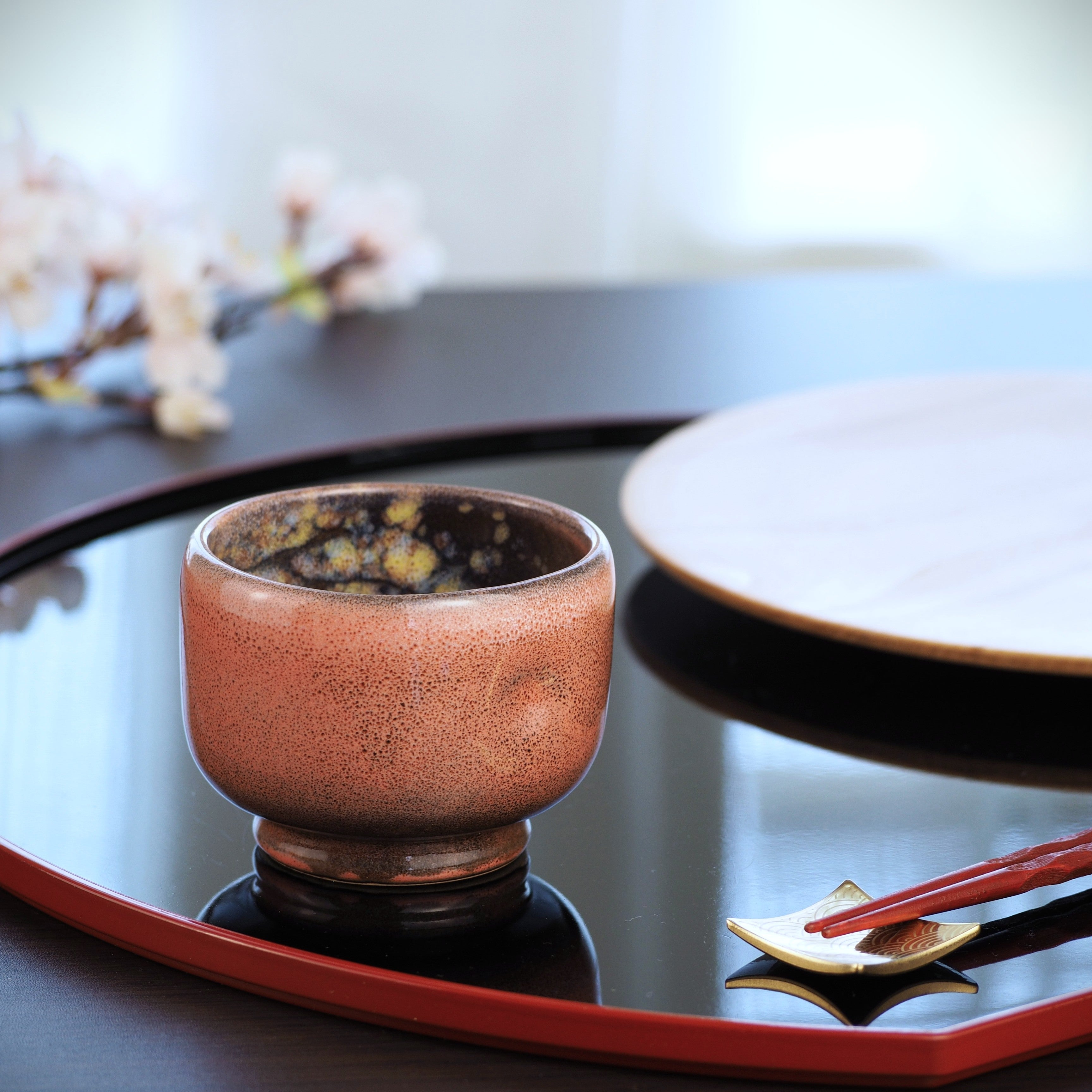 A red Pottery cup from Japan, Tsukushi